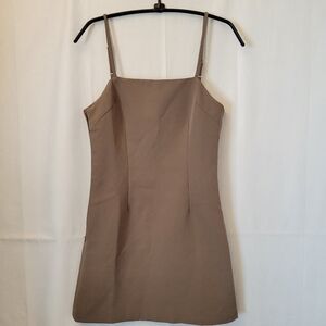 Fitted Sleeveless Mini Dress Brown Size S